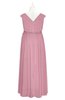 ColsBM Simone Light Coral Plus Size Bridesmaid Dresses Pleated Sleeveless Elegant A-line V-neck Floor Length
