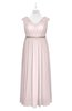 ColsBM Simone Light Pink Plus Size Bridesmaid Dresses Pleated Sleeveless Elegant A-line V-neck Floor Length
