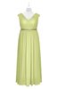 ColsBM Simone Lime Green Plus Size Bridesmaid Dresses Pleated Sleeveless Elegant A-line V-neck Floor Length