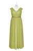 ColsBM Simone Linden Green Plus Size Bridesmaid Dresses Pleated Sleeveless Elegant A-line V-neck Floor Length