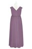 ColsBM Simone Mauve Plus Size Bridesmaid Dresses Pleated Sleeveless Elegant A-line V-neck Floor Length