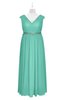 ColsBM Simone Mint Green Plus Size Bridesmaid Dresses Pleated Sleeveless Elegant A-line V-neck Floor Length