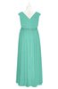 ColsBM Simone Mint Green Plus Size Bridesmaid Dresses Pleated Sleeveless Elegant A-line V-neck Floor Length