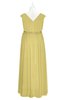 ColsBM Simone Misted Yellow Plus Size Bridesmaid Dresses Pleated Sleeveless Elegant A-line V-neck Floor Length