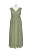ColsBM Simone Moss Green Plus Size Bridesmaid Dresses Pleated Sleeveless Elegant A-line V-neck Floor Length