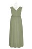 ColsBM Simone Moss Green Plus Size Bridesmaid Dresses Pleated Sleeveless Elegant A-line V-neck Floor Length