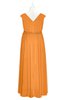ColsBM Simone Orange Plus Size Bridesmaid Dresses Pleated Sleeveless Elegant A-line V-neck Floor Length