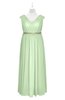 ColsBM Simone Pale Green Plus Size Bridesmaid Dresses Pleated Sleeveless Elegant A-line V-neck Floor Length