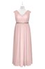 ColsBM Simone Pastel Pink Plus Size Bridesmaid Dresses Pleated Sleeveless Elegant A-line V-neck Floor Length