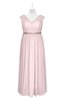 ColsBM Simone Petal Pink Plus Size Bridesmaid Dresses Pleated Sleeveless Elegant A-line V-neck Floor Length