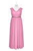 ColsBM Simone Pink Plus Size Bridesmaid Dresses Pleated Sleeveless Elegant A-line V-neck Floor Length
