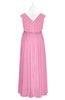 ColsBM Simone Pink Plus Size Bridesmaid Dresses Pleated Sleeveless Elegant A-line V-neck Floor Length