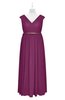 ColsBM Simone Raspberry Plus Size Bridesmaid Dresses Pleated Sleeveless Elegant A-line V-neck Floor Length