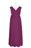 ColsBM Simone Raspberry Plus Size Bridesmaid Dresses Pleated Sleeveless Elegant A-line V-neck Floor Length