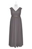 ColsBM Simone Ridge Grey Plus Size Bridesmaid Dresses Pleated Sleeveless Elegant A-line V-neck Floor Length