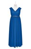 ColsBM Simone Royal Blue Plus Size Bridesmaid Dresses Pleated Sleeveless Elegant A-line V-neck Floor Length