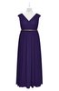 ColsBM Simone Royal Purple Plus Size Bridesmaid Dresses Pleated Sleeveless Elegant A-line V-neck Floor Length