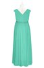ColsBM Simone Seafoam Green Plus Size Bridesmaid Dresses Pleated Sleeveless Elegant A-line V-neck Floor Length