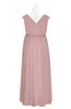 ColsBM Simone Silver Pink Plus Size Bridesmaid Dresses Pleated Sleeveless Elegant A-line V-neck Floor Length