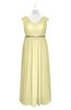 ColsBM Simone Soft Yellow Plus Size Bridesmaid Dresses Pleated Sleeveless Elegant A-line V-neck Floor Length