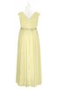 ColsBM Simone Soft Yellow Plus Size Bridesmaid Dresses Pleated Sleeveless Elegant A-line V-neck Floor Length