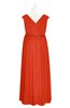 ColsBM Simone Tangerine Tango Plus Size Bridesmaid Dresses Pleated Sleeveless Elegant A-line V-neck Floor Length