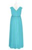 ColsBM Simone Turquoise Plus Size Bridesmaid Dresses Pleated Sleeveless Elegant A-line V-neck Floor Length