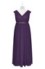 ColsBM Simone Violet Plus Size Bridesmaid Dresses Pleated Sleeveless Elegant A-line V-neck Floor Length