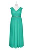 ColsBM Simone Viridian Green Plus Size Bridesmaid Dresses Pleated Sleeveless Elegant A-line V-neck Floor Length