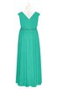 ColsBM Simone Viridian Green Plus Size Bridesmaid Dresses Pleated Sleeveless Elegant A-line V-neck Floor Length