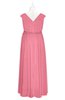 ColsBM Simone Watermelon Plus Size Bridesmaid Dresses Pleated Sleeveless Elegant A-line V-neck Floor Length