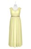 ColsBM Simone Wax Yellow Plus Size Bridesmaid Dresses Pleated Sleeveless Elegant A-line V-neck Floor Length