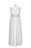 ColsBM Simone White Plus Size Bridesmaid Dresses Pleated Sleeveless Elegant A-line V-neck Floor Length