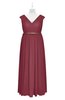 ColsBM Simone Wine Plus Size Bridesmaid Dresses Pleated Sleeveless Elegant A-line V-neck Floor Length