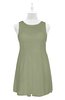ColsBM Zaniyah Moss Green Plus Size Bridesmaid Dresses Jewel Mini Casual A-line Zip up Sleeveless