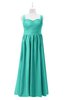 ColsBM Saige Blue Turquoise Plus Size Bridesmaid Dresses Simple A-line Sleeveless Pleated Zip up Sweetheart