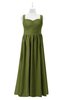 ColsBM Saige Olive Green Plus Size Bridesmaid Dresses Simple A-line Sleeveless Pleated Zip up Sweetheart