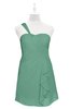 ColsBM Nataly Beryl Green Plus Size Bridesmaid Dresses Simple Sleeveless Column Ruching Asymmetric Neckline Zipper