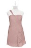 ColsBM Nataly Blush Pink Plus Size Bridesmaid Dresses Simple Sleeveless Column Ruching Asymmetric Neckline Zipper