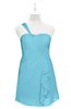ColsBM Nataly Light Blue Plus Size Bridesmaid Dresses Simple Sleeveless Column Ruching Asymmetric Neckline Zipper