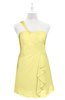 ColsBM Nataly Pastel Yellow Plus Size Bridesmaid Dresses Simple Sleeveless Column Ruching Asymmetric Neckline Zipper