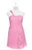 ColsBM Nataly Pink Plus Size Bridesmaid Dresses Simple Sleeveless Column Ruching Asymmetric Neckline Zipper