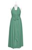 ColsBM Nyla Beryl Green Plus Size Bridesmaid Dresses Floor Length Sleeveless Bow Plain Halter Empire