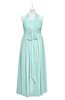 ColsBM Nyla Blue Glass Plus Size Bridesmaid Dresses Floor Length Sleeveless Bow Plain Halter Empire