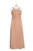 ColsBM Nathalia Almost Apricot Plus Size Bridesmaid Dresses A-line Floor Length Ruching Zip up Mature Jewel