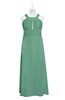 ColsBM Nathalia Beryl Green Plus Size Bridesmaid Dresses A-line Floor Length Ruching Zip up Mature Jewel