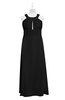 ColsBM Nathalia Black Plus Size Bridesmaid Dresses A-line Floor Length Ruching Zip up Mature Jewel