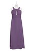 ColsBM Nathalia Chinese Violet Plus Size Bridesmaid Dresses A-line Floor Length Ruching Zip up Mature Jewel