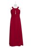 ColsBM Nathalia Dark Red Plus Size Bridesmaid Dresses A-line Floor Length Ruching Zip up Mature Jewel