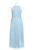 ColsBM Nathalia Ice Blue Plus Size Bridesmaid Dresses A-line Floor Length Ruching Zip up Mature Jewel